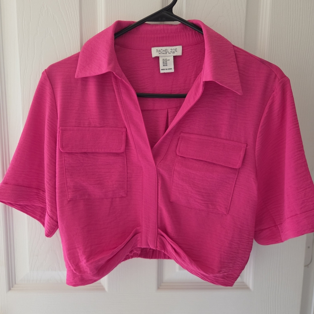 Rachel Zoe Pink Blazer Modern Collarless Design